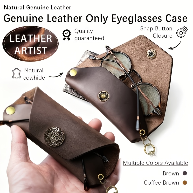 Hand-Stitched Vintage Leather Eyeglass Case