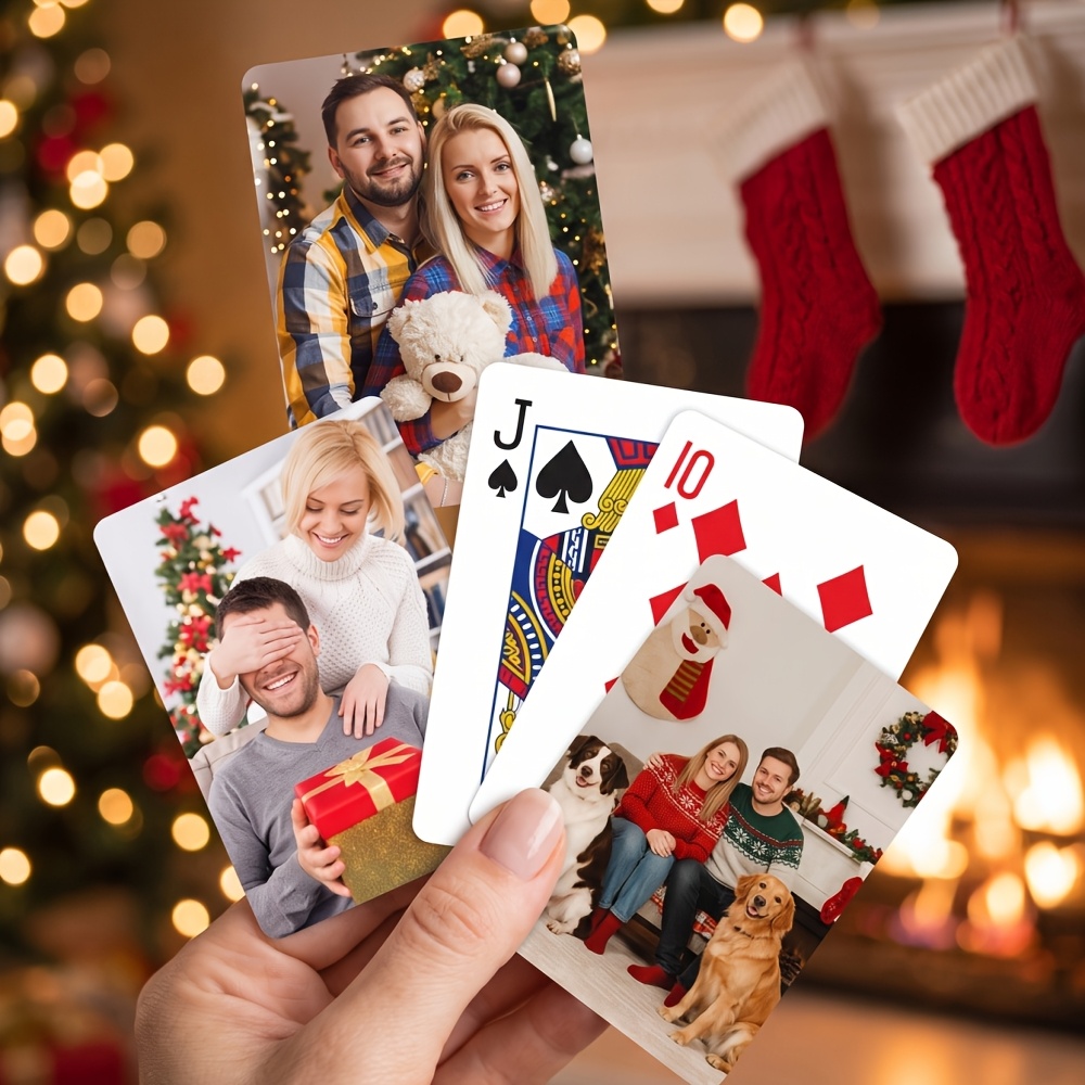 TEMU 54pcs Custom Family Picture Playing Cards, Personalized Photo Keepsake Gift For Christmas Holiday Family Gathering Parents Grandparents Kids