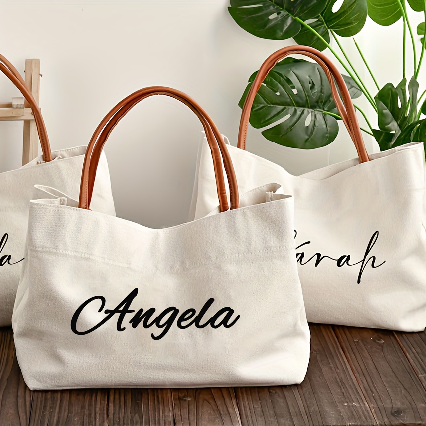 

Custom Bridesmaid Tote Bag - Personalized Canvas Beach & Wedding Handbag With Name, Bridal Party Favors & Travel, Personalized Gift For Halloween/christmas/thanksgiving Day