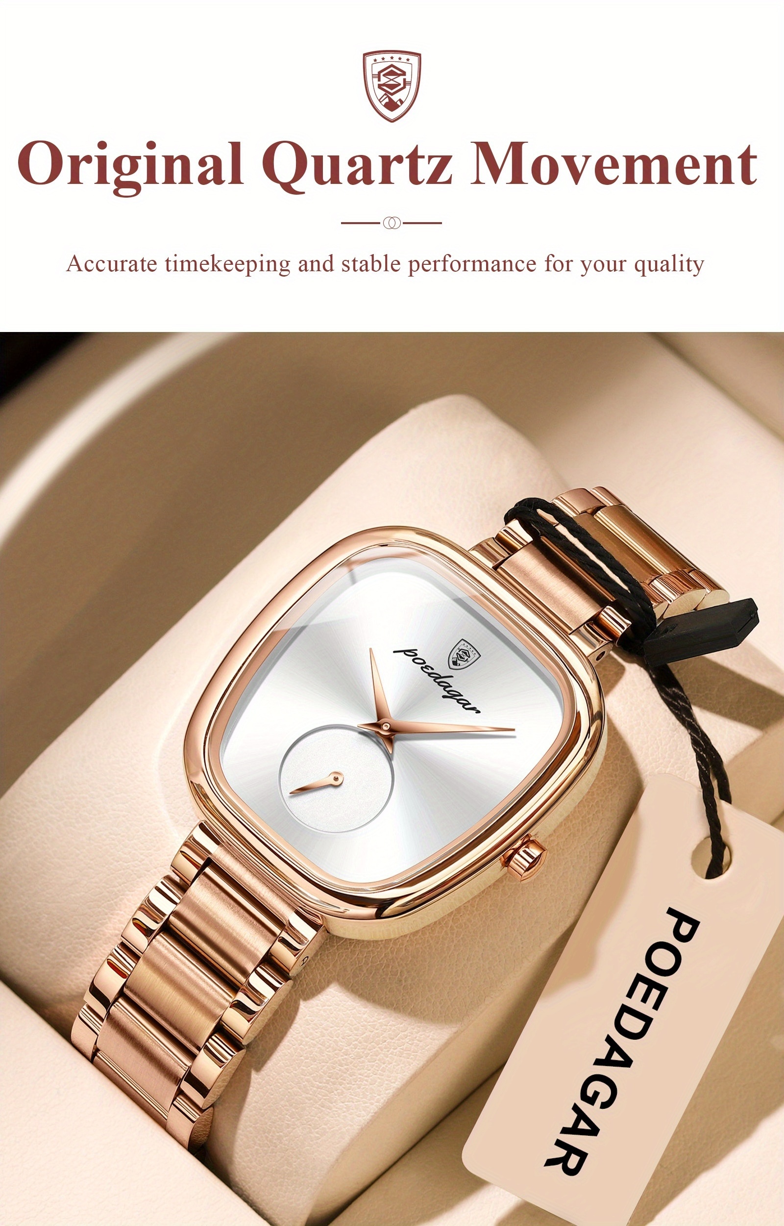 A High-End Romantic Women'S Watch with a Square Design, Featuring a Stainless Steel Quartz Movement