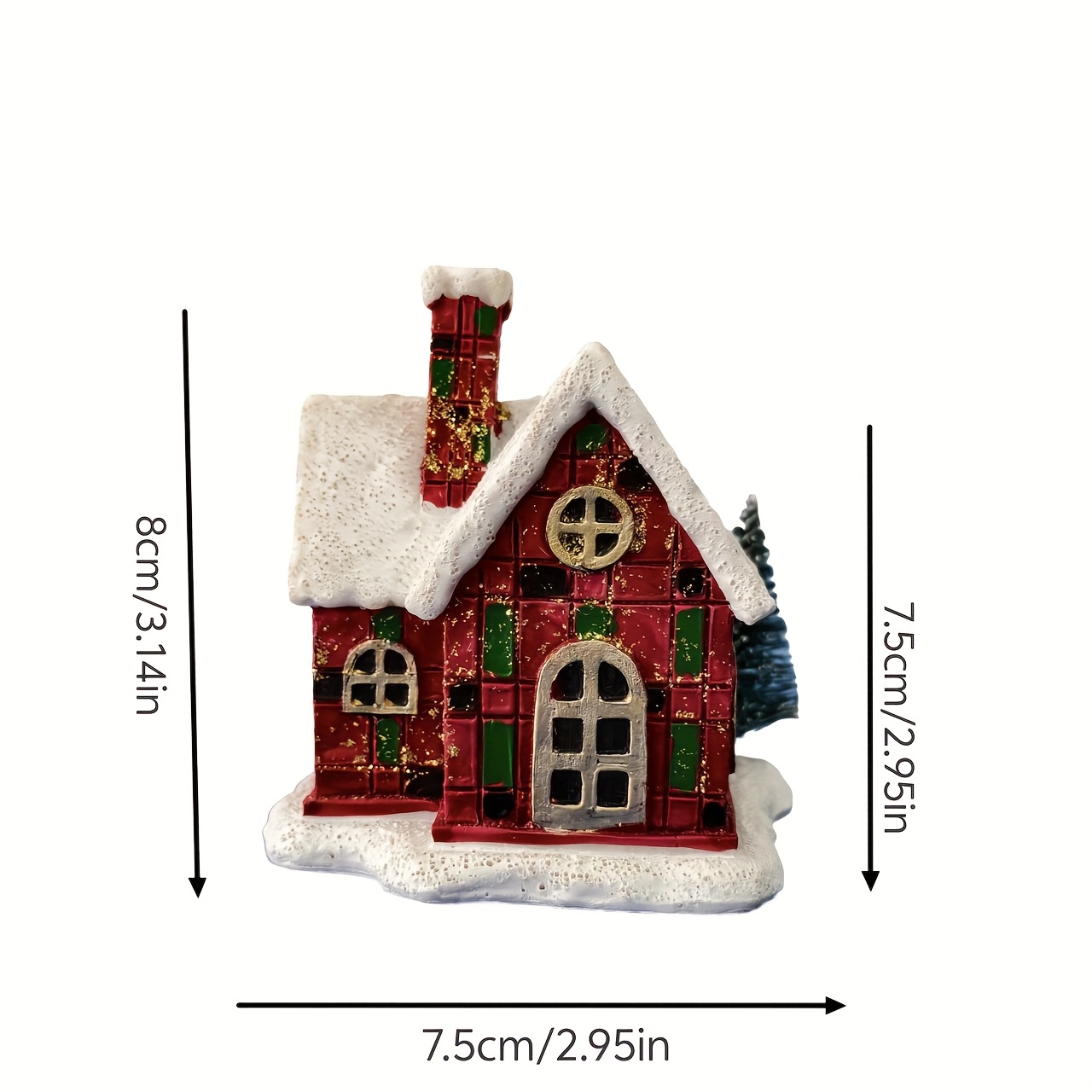 Image of 1pc Handmade Resin Christmas Miniature House Ornament, Snowy Scene Atmosphere Christmas House, Christmas Scene Decoration Prop, Dimensions: 7.5*7.5*8cm Halloween
