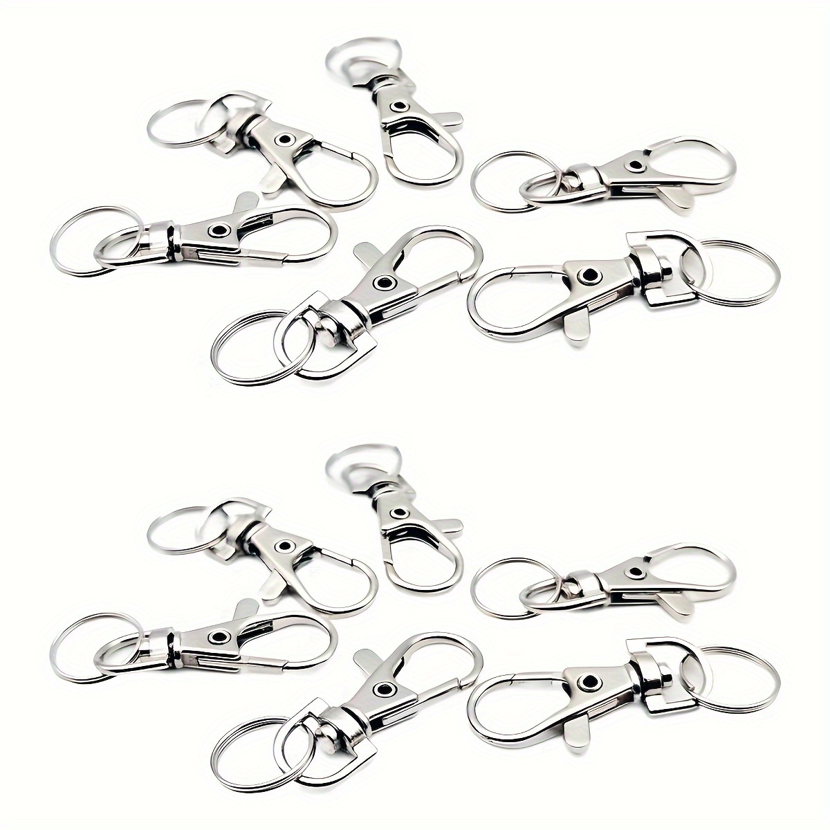 

5pcs/10pcs Crochets de porte-clés en de dur, anneaux métalliques à double boucle pour clés de , télécommande, matériel de - Argent