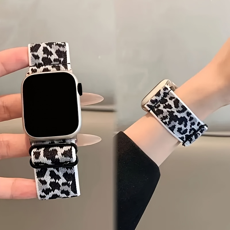 neuer elastischer gewebter leoparden print armbandgurt for Temu - Main Image