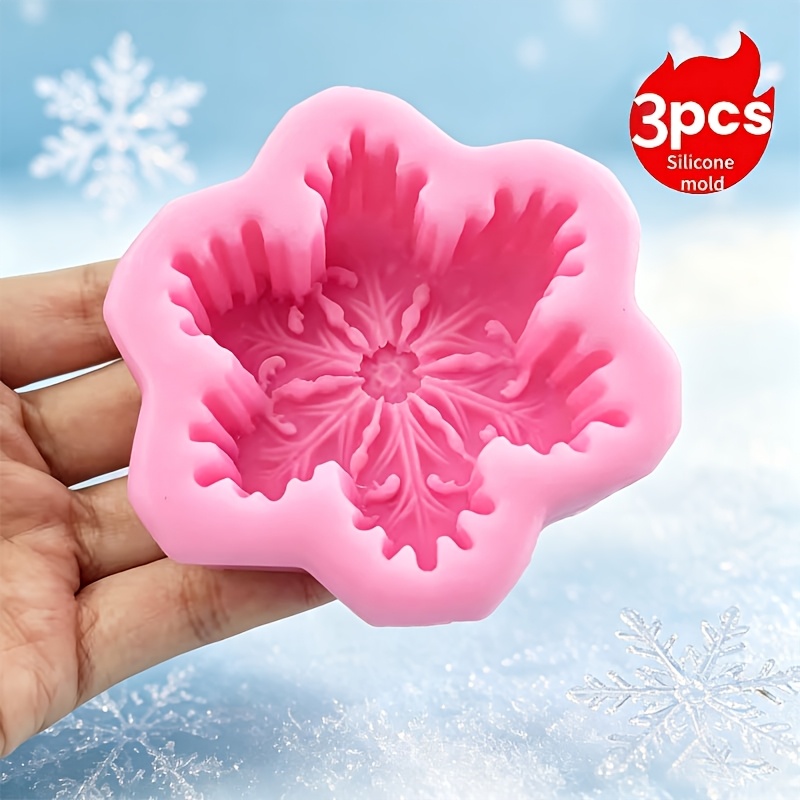 TEMU 3pcs 3d Embossed Snowflake Scented Candle Silicone Molds For Resin Soap Crafts, Perfect For Christmas, Thanksgiving, Decor, And Handmade Harvest