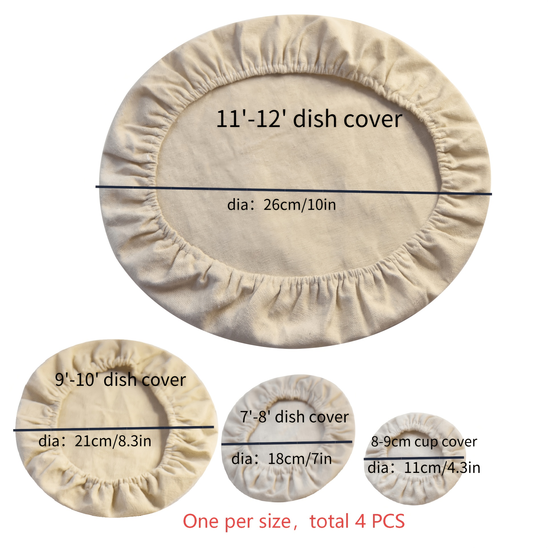 TEMU 4pcs/8pcs Washable Reusable Fabric Fermentation Jar Covers Suitable For Bread Proofing Bowls, Dough Proofing Lids, Insect-proof Bowl Caps For