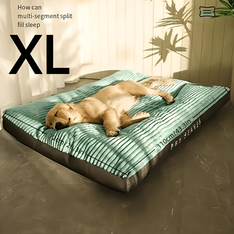 TEMU -size Striped Pet Mattress, A -size Pet Bed With An Striped Plush Surface, Suitable For Small, Medium, And Large Dogs, Ideal For Indoor Use, And