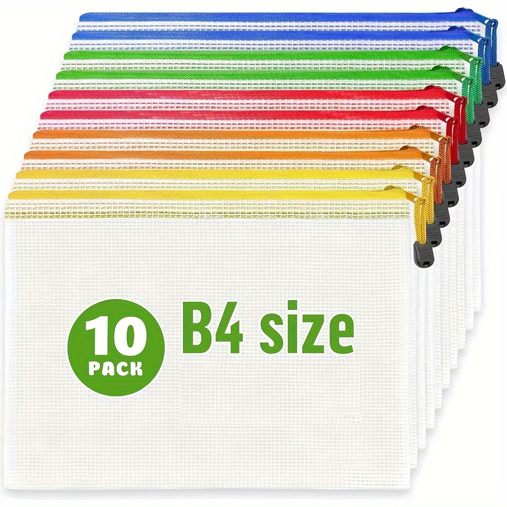 

5/10pcs Large Mesh Zipper Pouch B4 (12x15in) Mesh Bags With Zipper For Organizing Board School Teacher Classroom Organization Zip Storage Bags Plastic Zipper Pouches Zippered Pouches, 4/8/12pcs