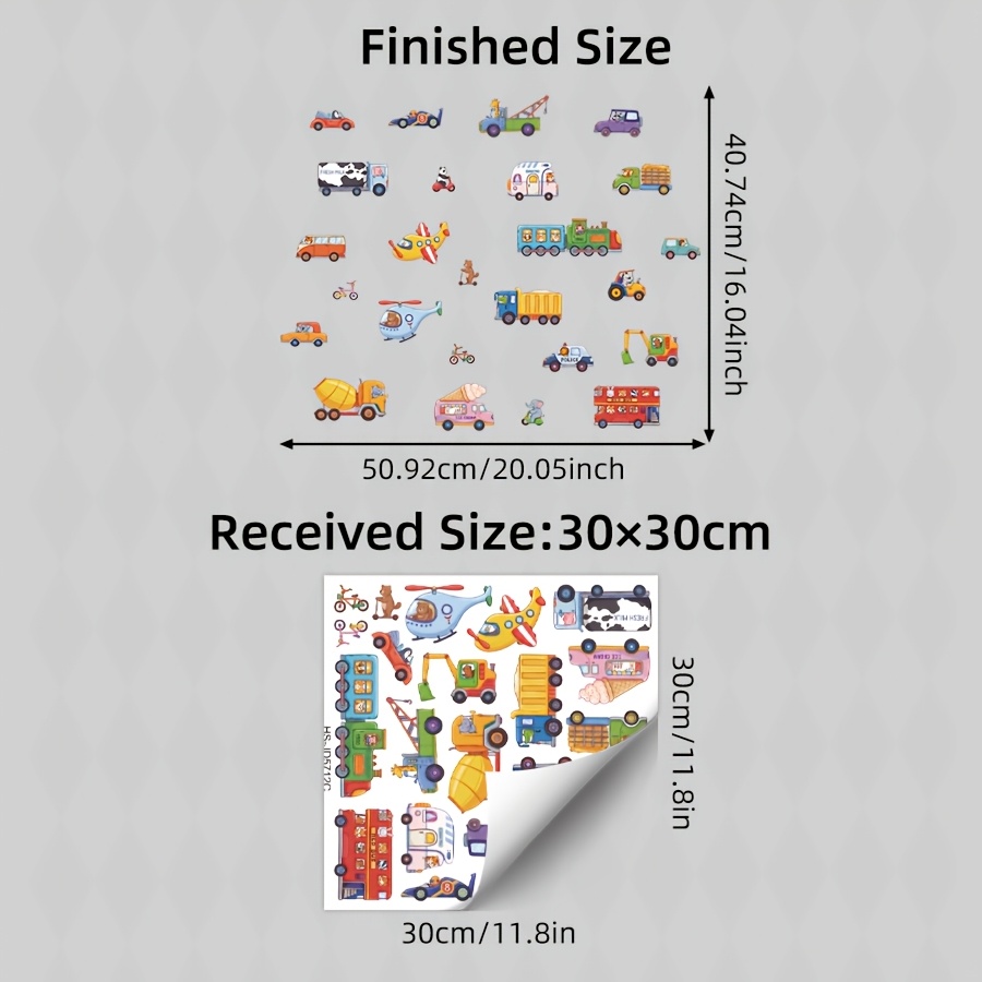 TEMU 1sheet Cute Cartoon Transport Vehicle Static Window Sticker, Static Cling Pvc Train Bus Helicopter Race Car Tow Truck Glass Decal, Traffic Decor