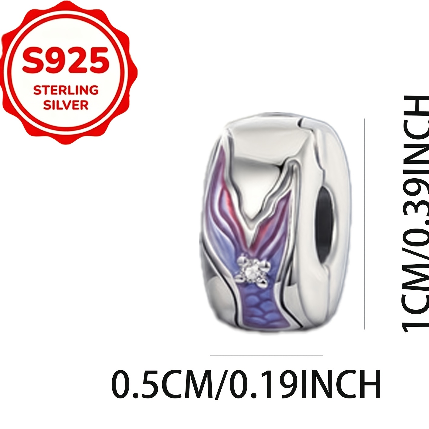 Elegant S925 Silver Pendant with Gradient Purple Enamel