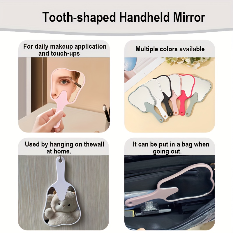 2pcs Creative Tooth-Shaped Hand Mirrors Set