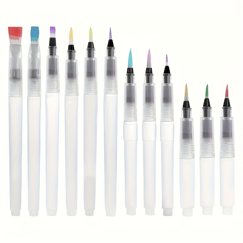 12pcs Watercolor Brush Set - Easy To Fill, Multi-functional, Suitable For Colored Pencils And Painting Supplies, For Everyone