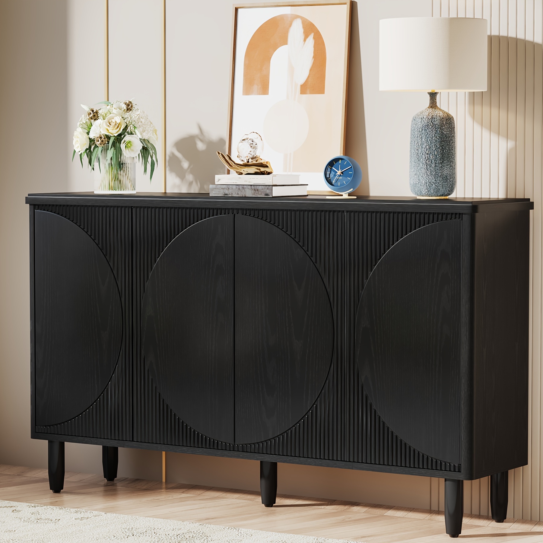 62-Inch Modern White Buffet Cabinet