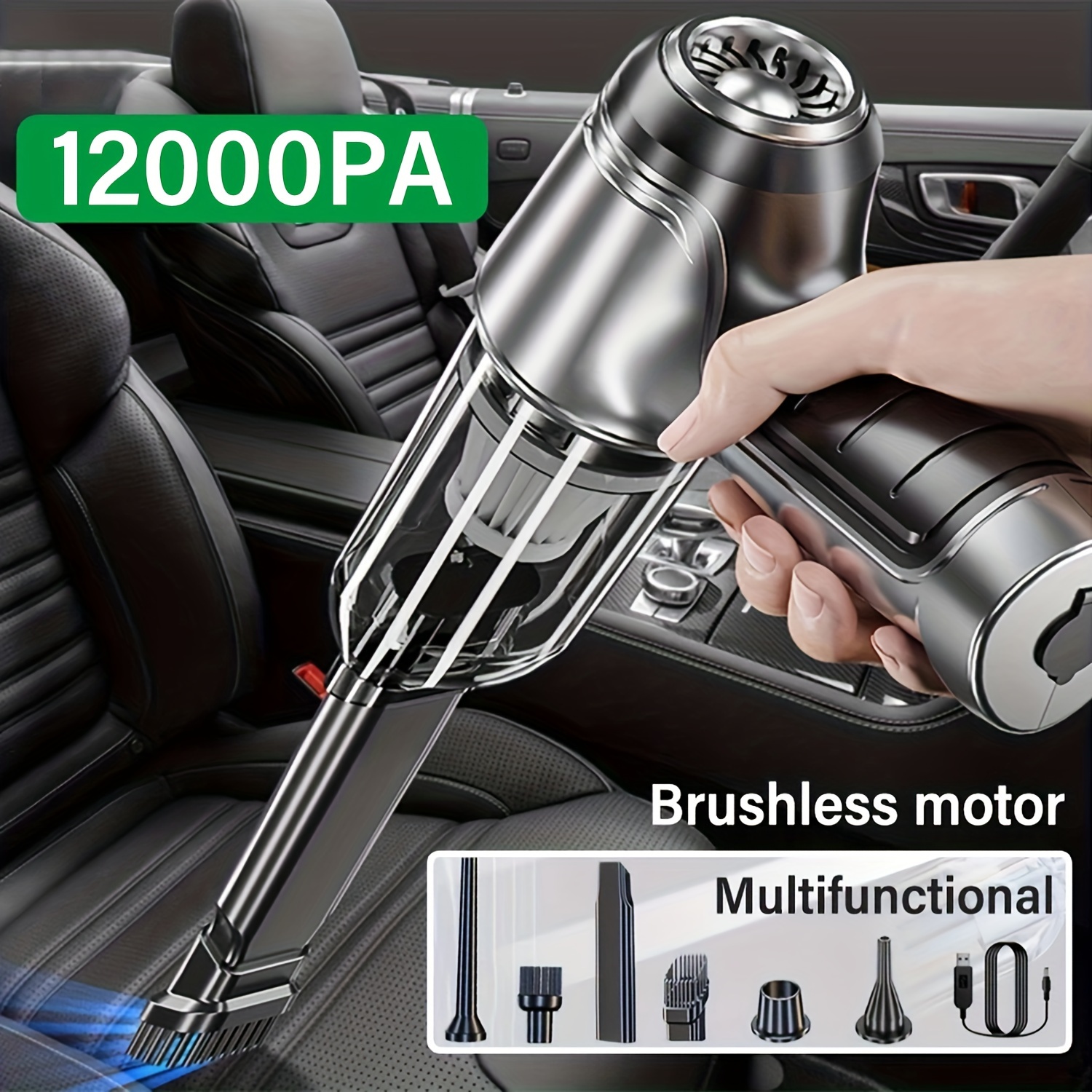 

Portable Cordless Handheld Vacuum Cleaner, Rechargeable, 12000pa Brushless Motor Cyclone Suction, Car Vacuum Cleaner, Suction And Blow, Rechargeable Powerful Car/office/home Vacuum Cleaner