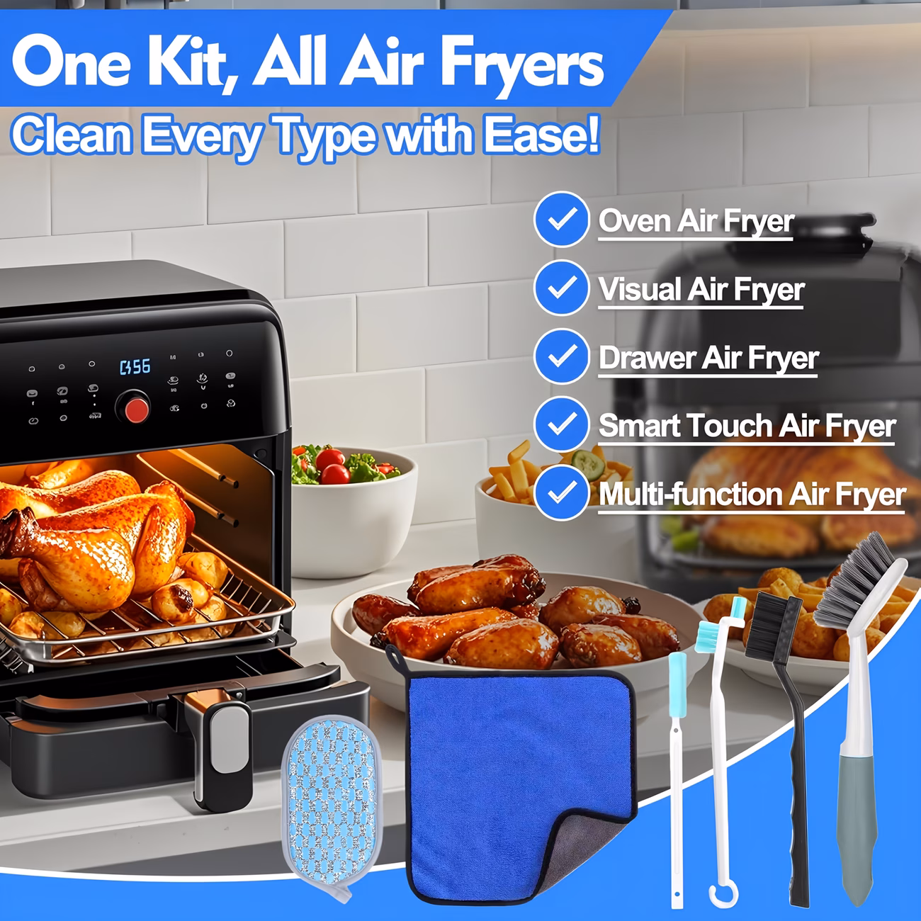 air fryer cleaner brush kits 6pcs air fryer cleaning brush tools accessories kitchen cleaning tools Product details 4