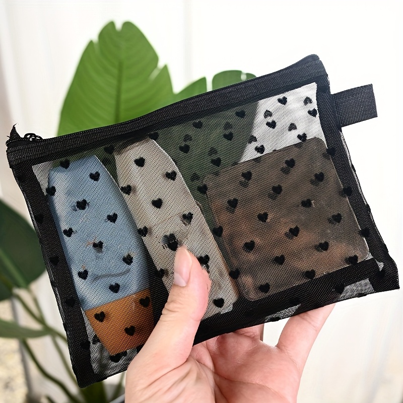 Reise-Kosmetiktasche Aus Netz, Große Make-up-Tasche, 20x14x7 Cm – Tragbare Mesh-Tasche Mit Reißverschluss, Schwarz