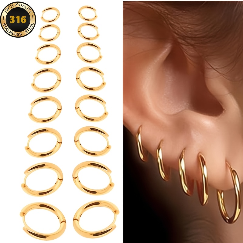 TEMU Korean-style Fashionable Minimalist Ear Clips And Hoops, Hip-hop Piercing Earrings With A High-end Feel, Suitable For Men And Women. New