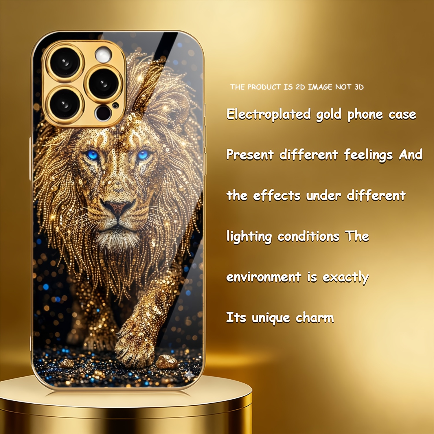 TEMU Phone Case - 2dflat Pattern Electroplated Golden New Phone Case Suitable For Iphone 17/17 Pro/17 Air/17 Pro Max/16/16 Pro/16 Plus/16 Pro Max/