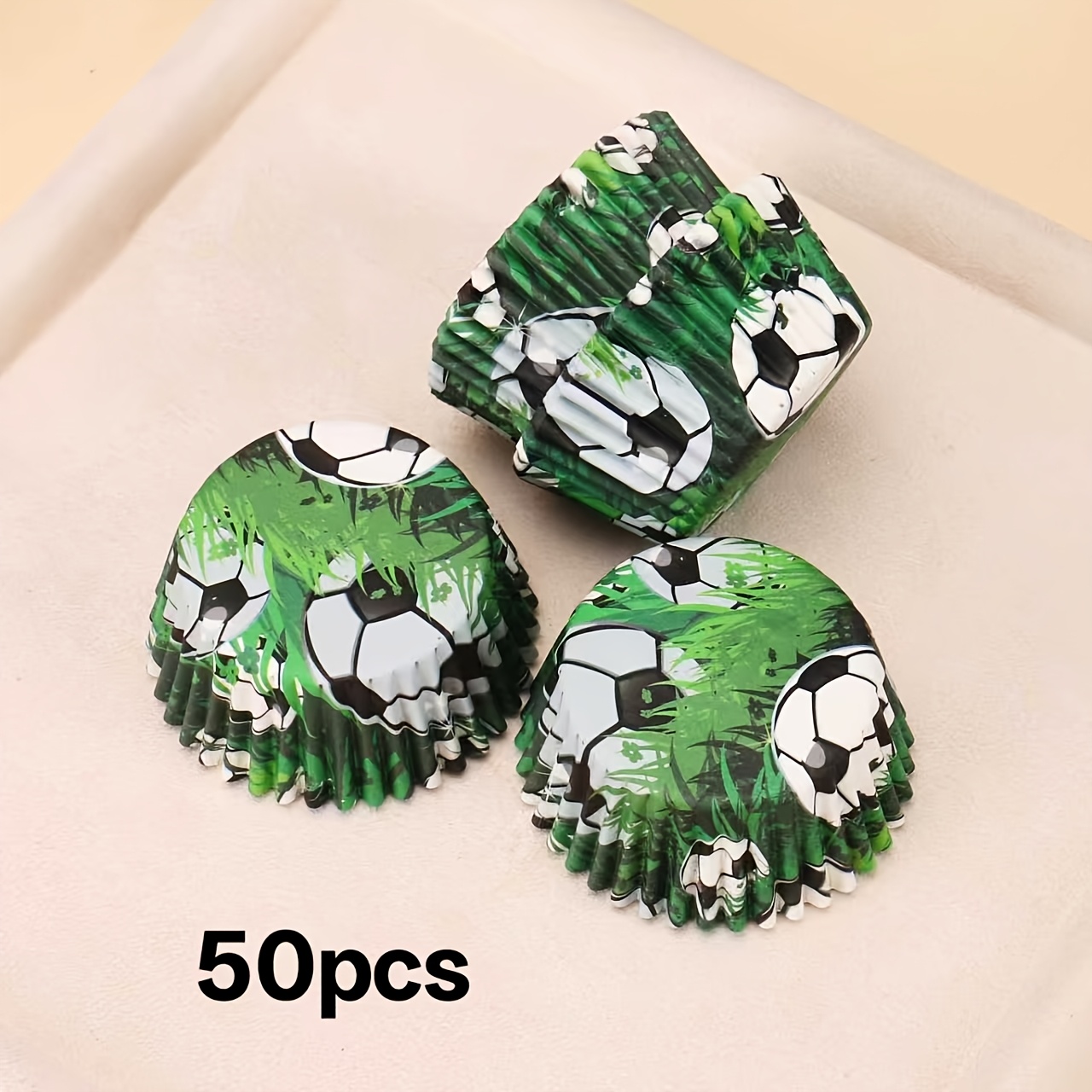 Image of 50/125 Football Pattern Football Game Party Theme Dessert Cups, Cake Padding, Cake Paper Tray Paper