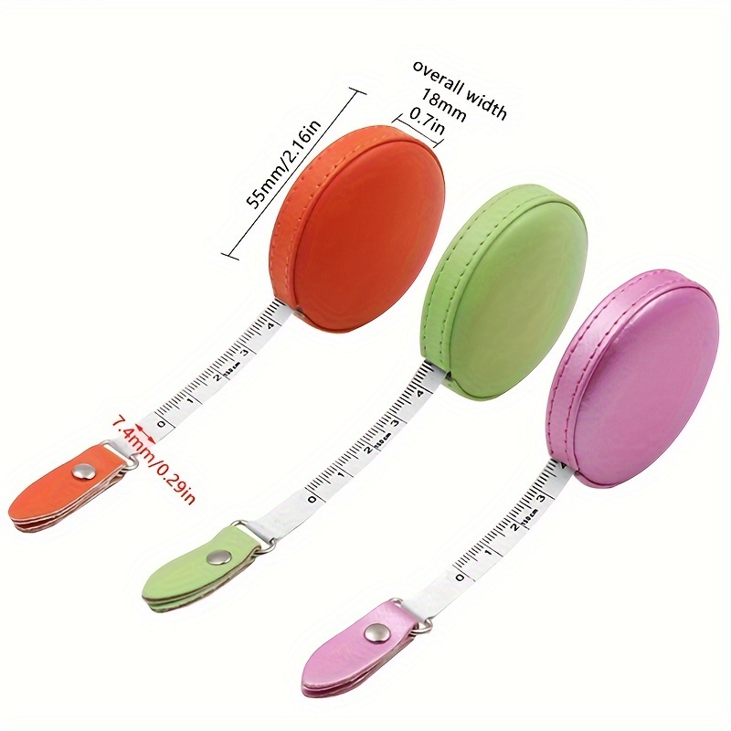 Macaroon Mini Tape Measure Faux Leather Circular Tape - Temu