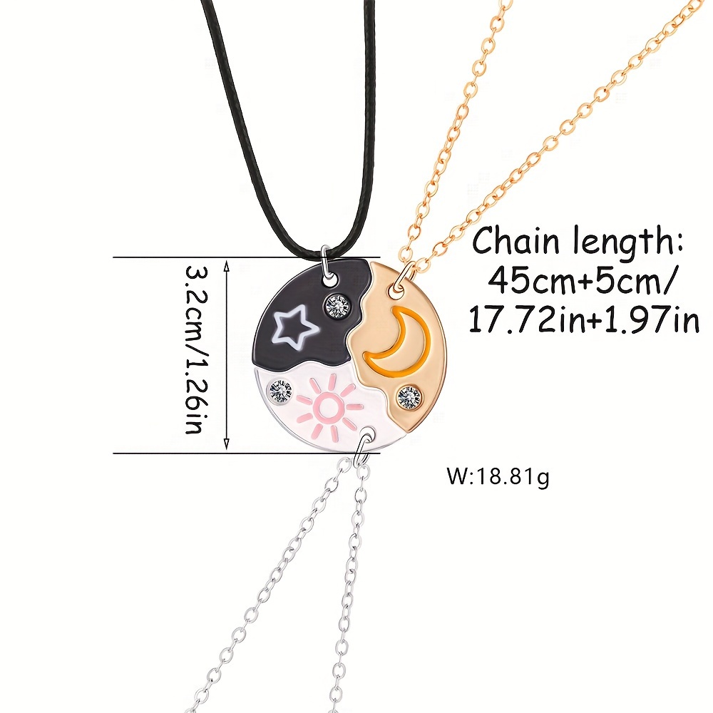 3pcs set sun moon star pendant necklace for women men jewelry accessories gifts details 0