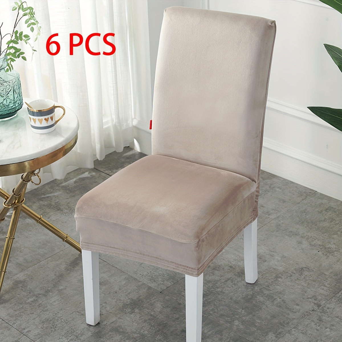 4pcs/6pcs Elastic Velvet Chair Covers, Silvery Universal Chair Covers, Removable Hand Wash Machine Wash Elastic Chair Protector, Applicable To Kitchens, Hotels, Restaurants