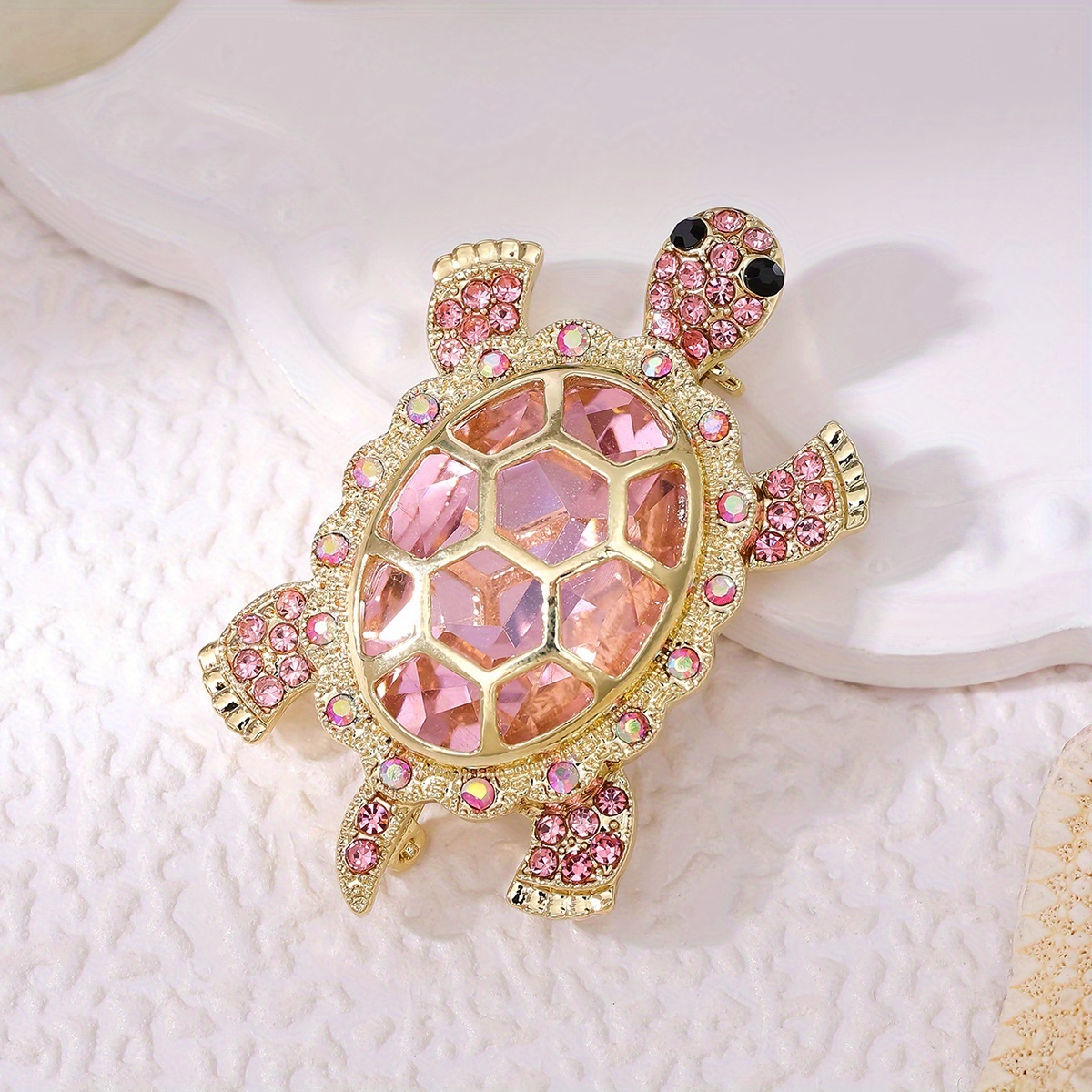 Cute Rhinestone Crystal Animal Turtle Brooch, Fine Clothing Additions Pin, Fashion Jewelry Holiday Gift
