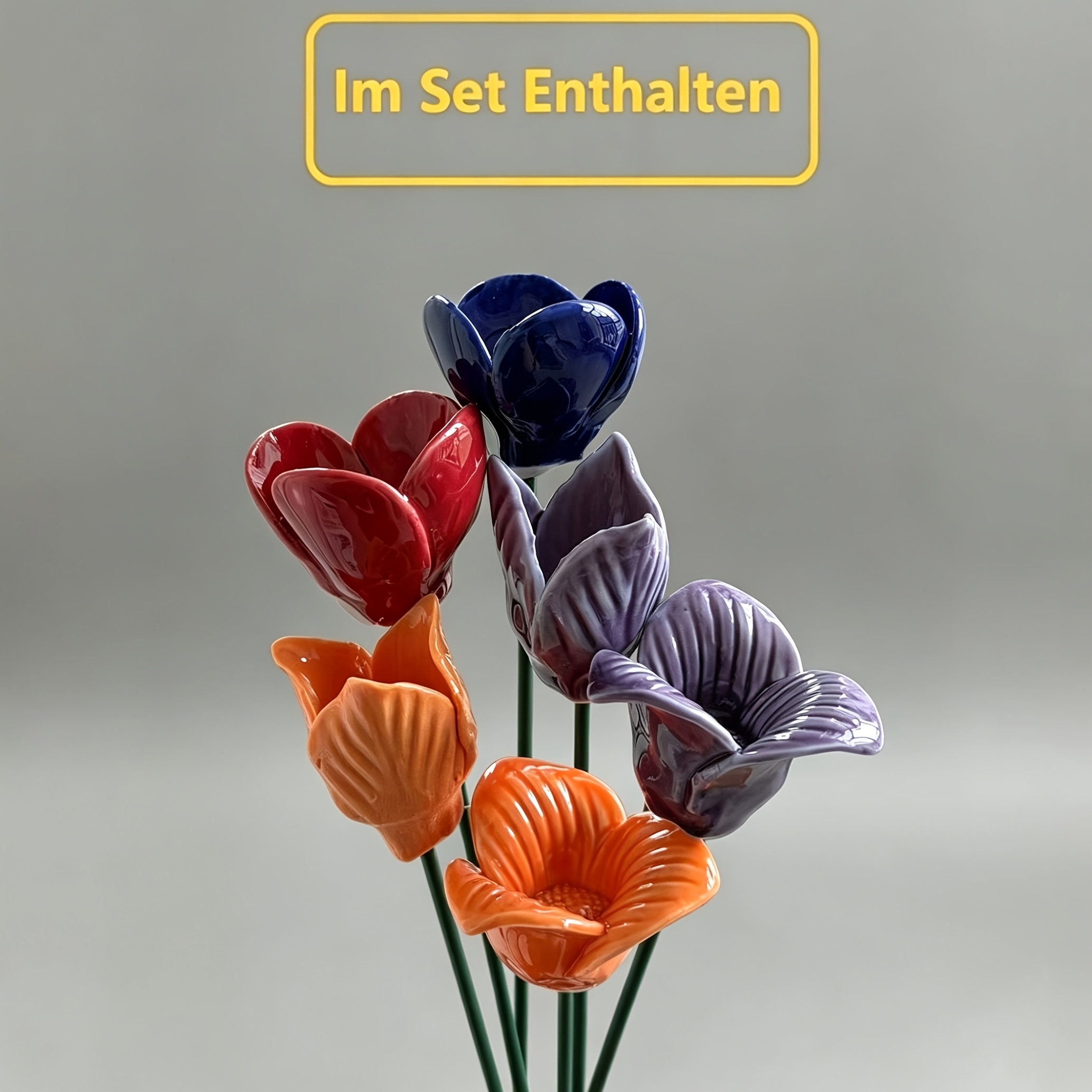 TEMU 6-teiliges Set mit zufälligen Blumenmustern: Keramikblumen, Schmetterlings-/Bienen-Zuckerfutterautomat Schmetterlings-Wasserfutterautomat. für