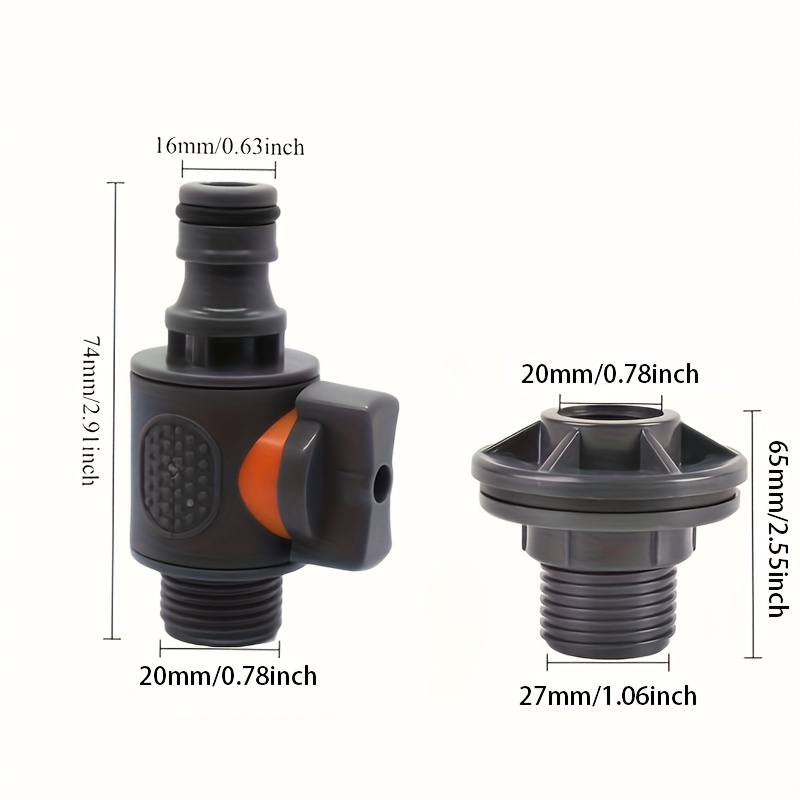 Image of 2pcs-pvc Material Durable Water Tank Adapter With Valve | Quick Installation Rainwater Collection Connector Kit | Compatible Eu/ Hose Suitable For Irrigation/aquarium/outdoor Storage Bucket