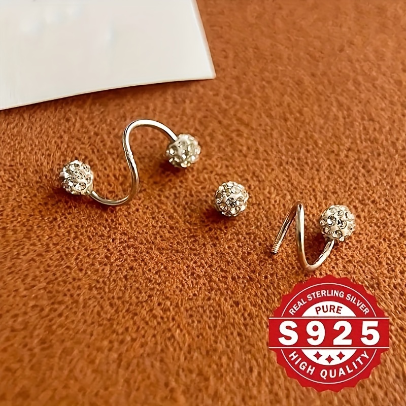 a pair of sparkling spherical earrings with screw   shaped earrings anti allergic suitable for holiday gifts and festive parties very suitable for women to wear Product details 2