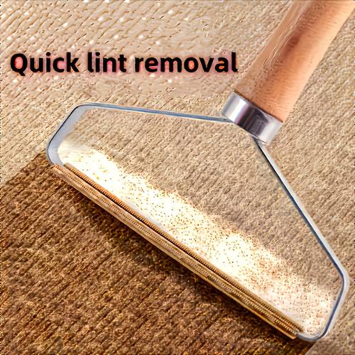 1pc portable manual hair remover double sided fabric shaver suitable for sweaters coats and pet hair durable wooden handle suitable for sofa bedroom