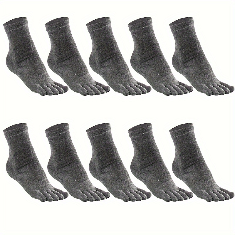 

10 Pairs Of Men's Anti Odor & Sweat Absorption Split Toe Crew Socks, Comfy & Breathable Socks, For Daily & Outdoor Wearing, All Seasons Wearing
