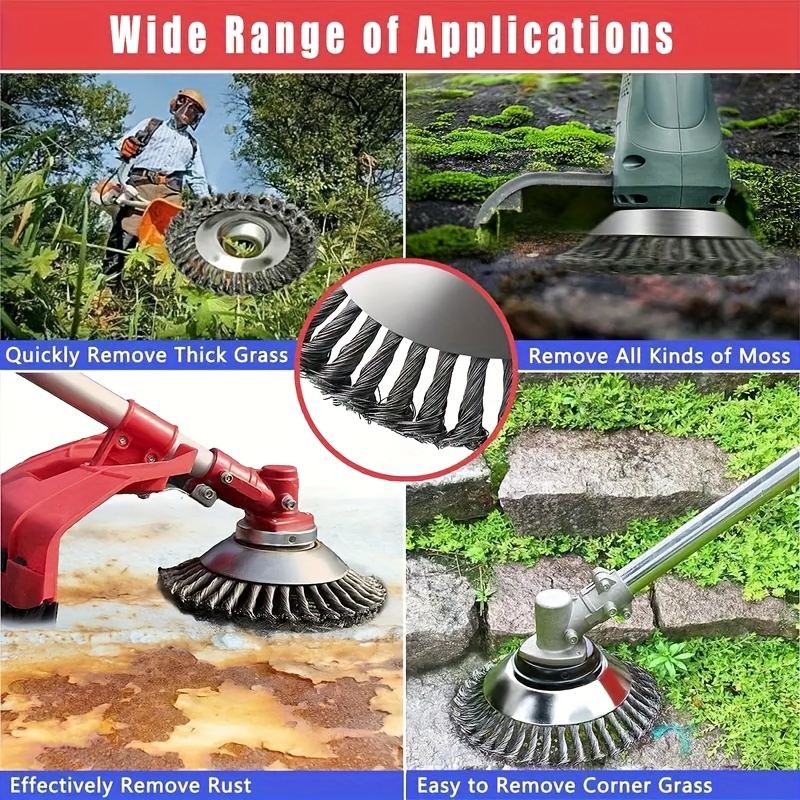 1pc heavy duty metal lawn mower blade with steel wire cutting wheel durable eater attachment accessory for grass trimming and weeding lawn mower accessories details 2