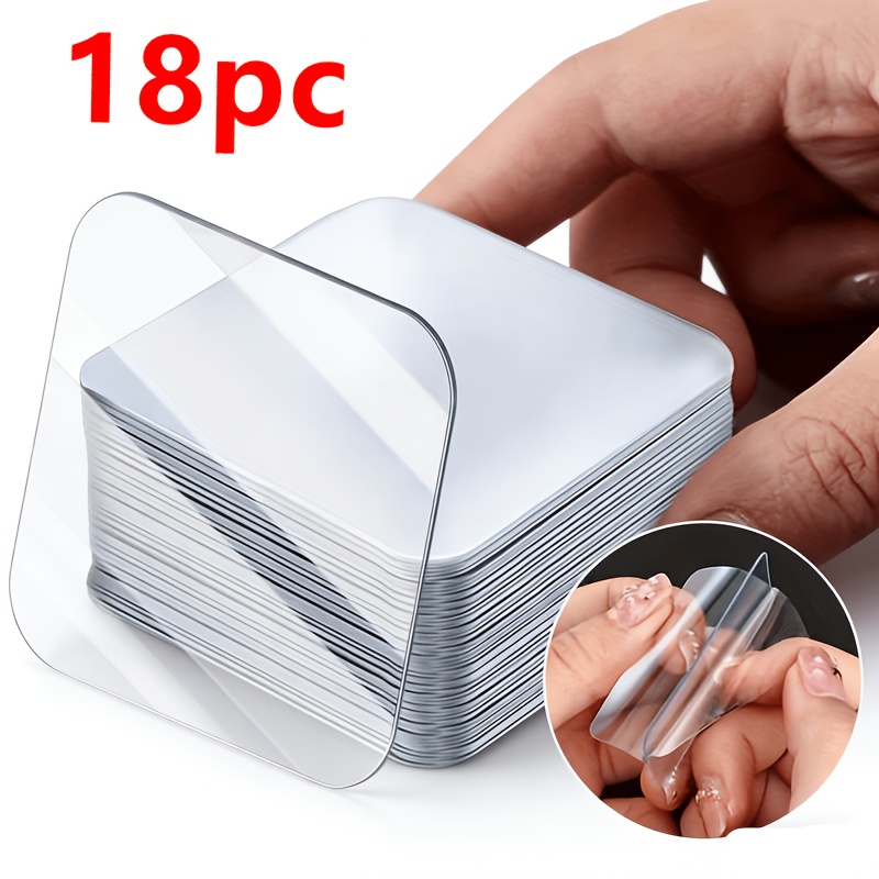 TEMU 18pcs Super Strong No-drill Multi-surface Nano Adhesive Tape, Transparent Strong Adhesive Sticky Tape, Transparent -surface Adhesive