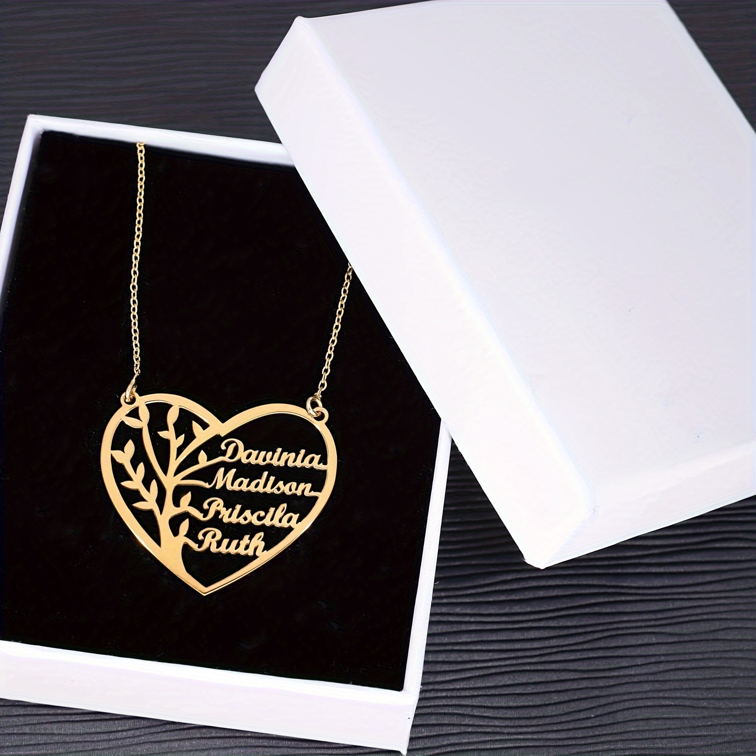 TEMU Custom Family Name Necklace Personalized Love Name Necklace Stainless Steel Tag Pendant Necklace Christmas Gift Women's Popular Jewelry