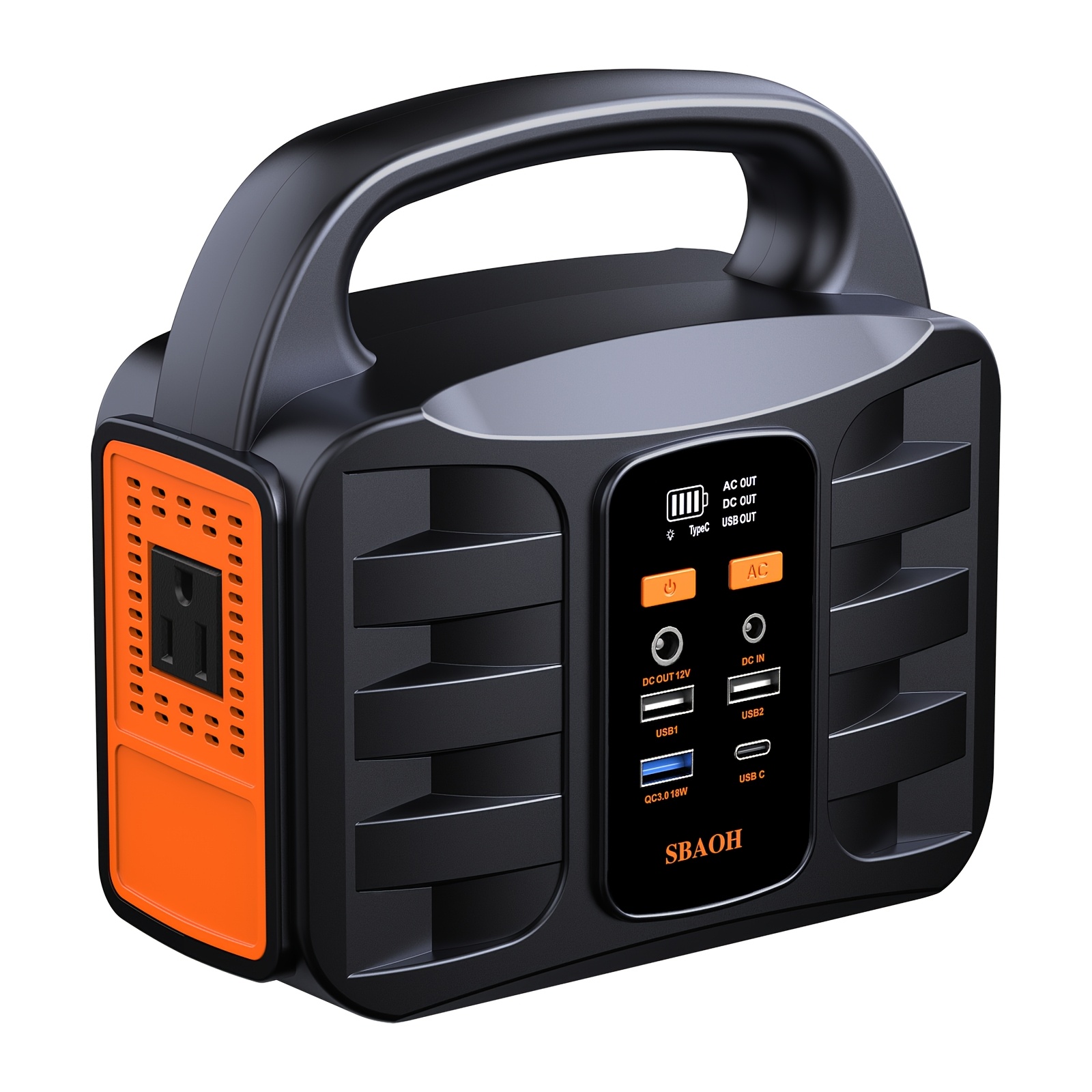 TEMU Sbaoh Portable Power Station, 150w Camping Backup Lithium Battery, 155wh Generator With Ac/usb-c Pd/usb Qc3.0/ Output, Led Emergency Power Light