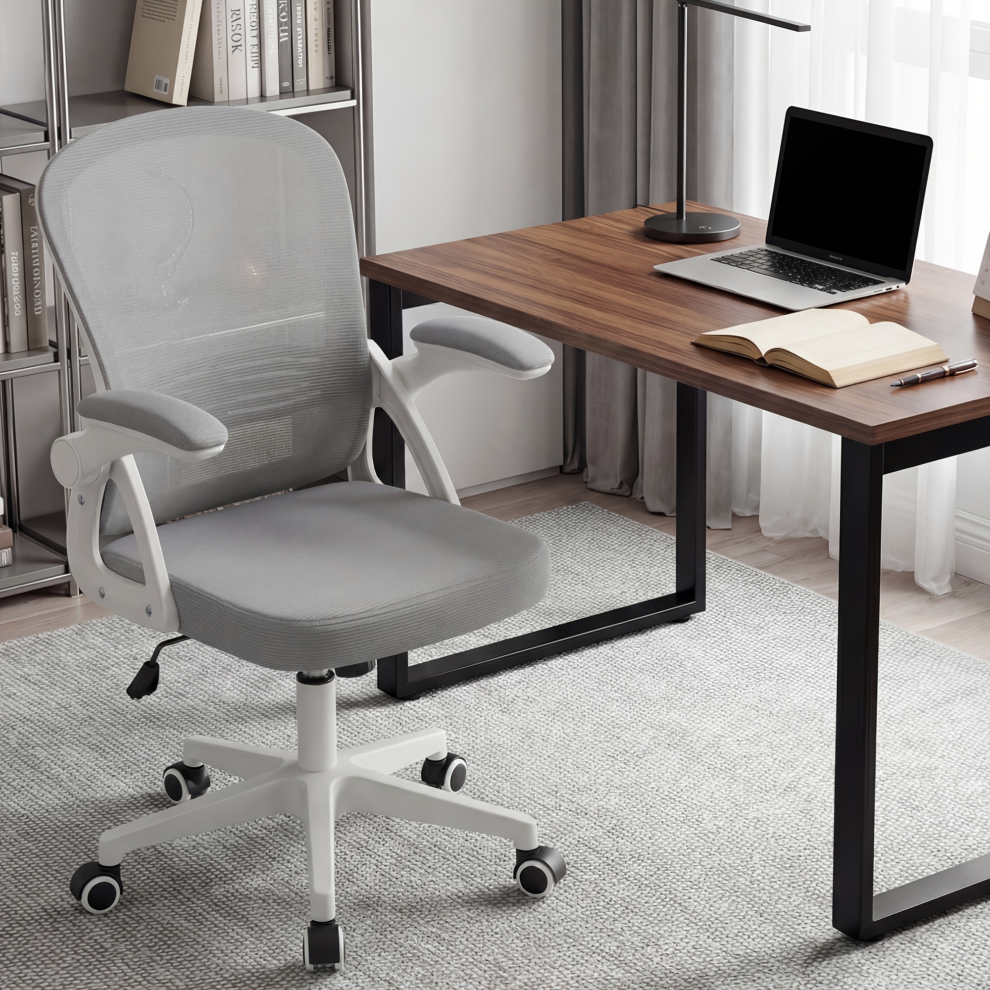 TEMU Silla de oficina ergonómica con reposabrazos ajustables. Esta silla de ocio ajuste , función de y ruedas suaves. Tiene soporte lumbar