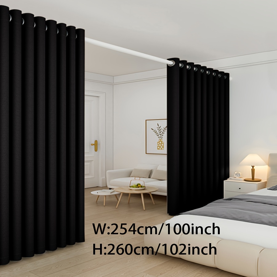 Image of 1pc Room Blackout Partition Curtain, Living Room Partition Curtain, Wall Partition Curtain, Bedroom Partition Wide Curtain, Privacy Grommet Curtain For Living Room, Bedroom, Kitchen Patio Home Decor