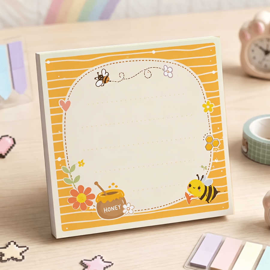 Cute Honey Bee and Jar Pattern Notebook for School & Office