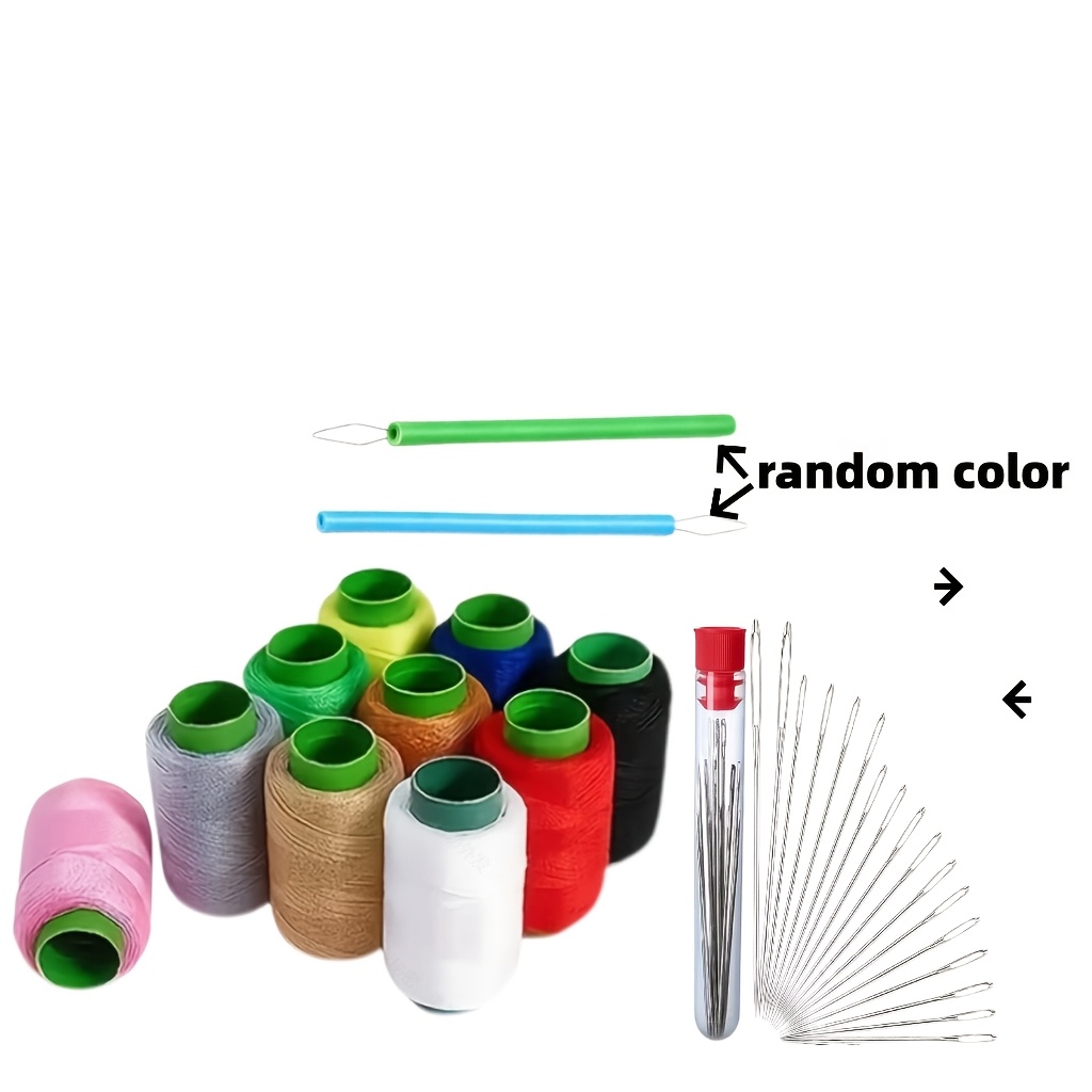 TEMU 30pcs Sewing Kit Set (10 Rolls Of Random Color Sewing Thread + 18 Embroidery Stitches, Transparent Bottle Storage (bottle Random) + 2 Elderly