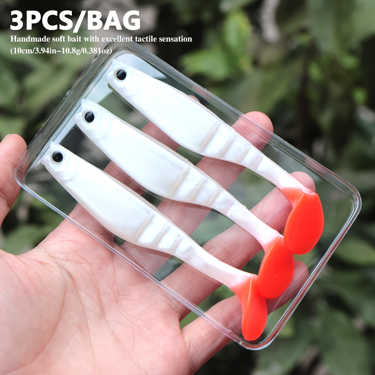 TEMU 3 pièces Leurre de Natation Artisanal avec Queue en T, de Poisson Réaliste - 10 cm/3,94 po - 10,8 g/0,381 oz, Matériau PVC Flottant, Texture