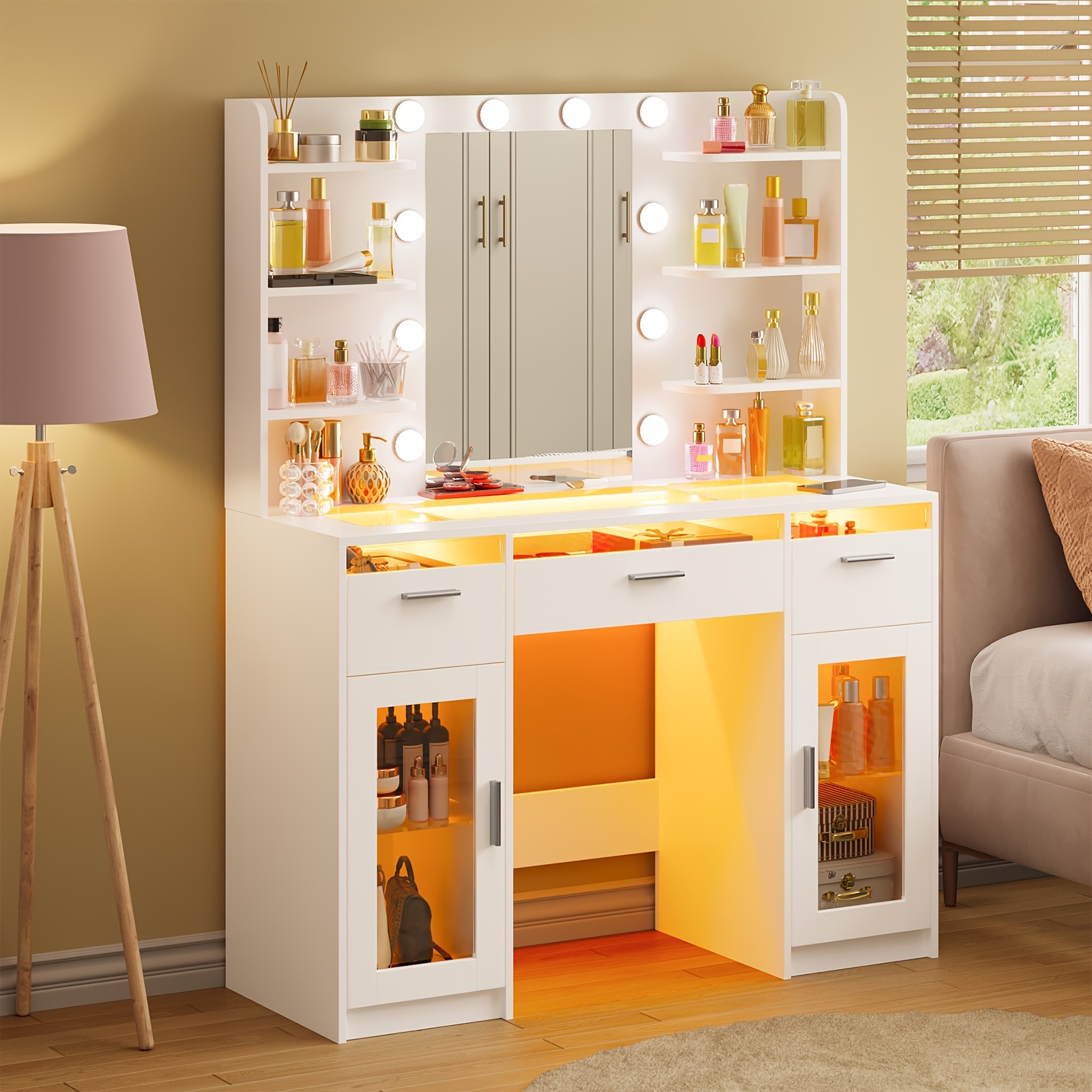 white christmas dresses Wooden Dressing Table for Bedroom with 2 Drawer, Mirror and Huge Stora –  Hexa Red main image 0