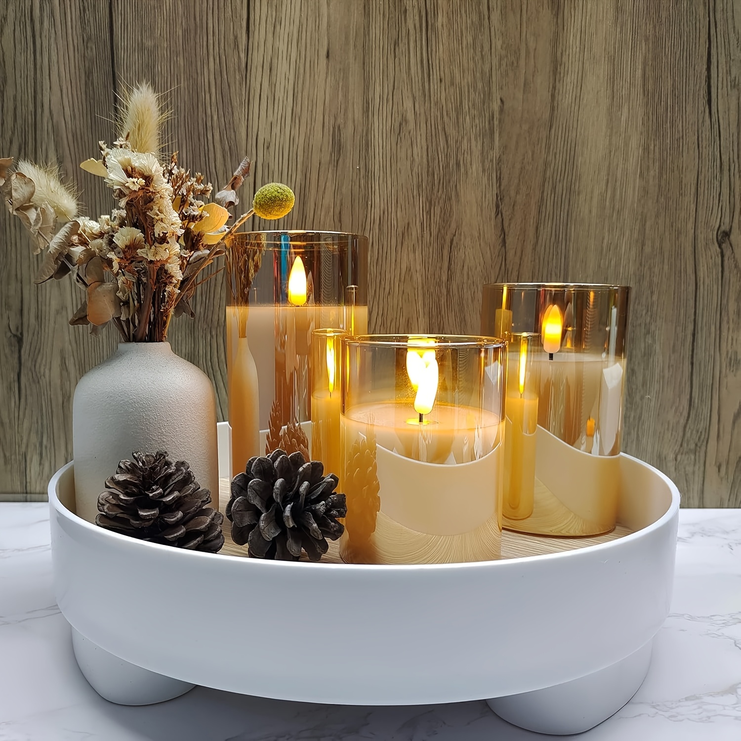set of 3 realistic flickering flame led candles battery operated flameless candles featuring 3d flame effect   christmas home weddings birthdays and romantic ambiance decoration aaa batteries not included flameless candles Product details 6