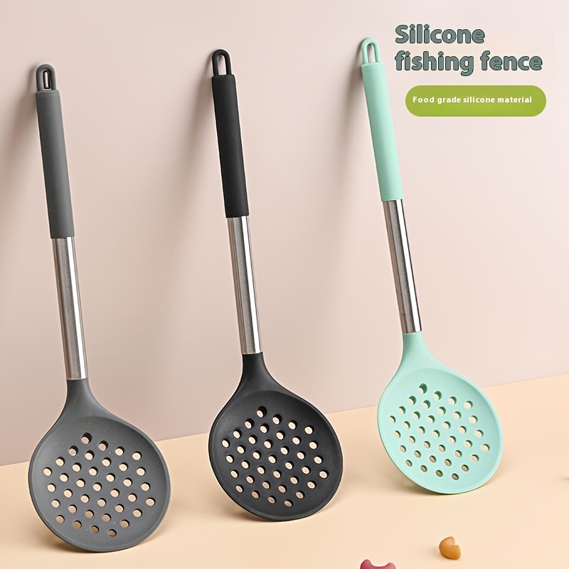 

1pc Colander en silicone avec poignée en acier inoxydable, grand de cuisine aux hautes températures pour les pâtes, les et