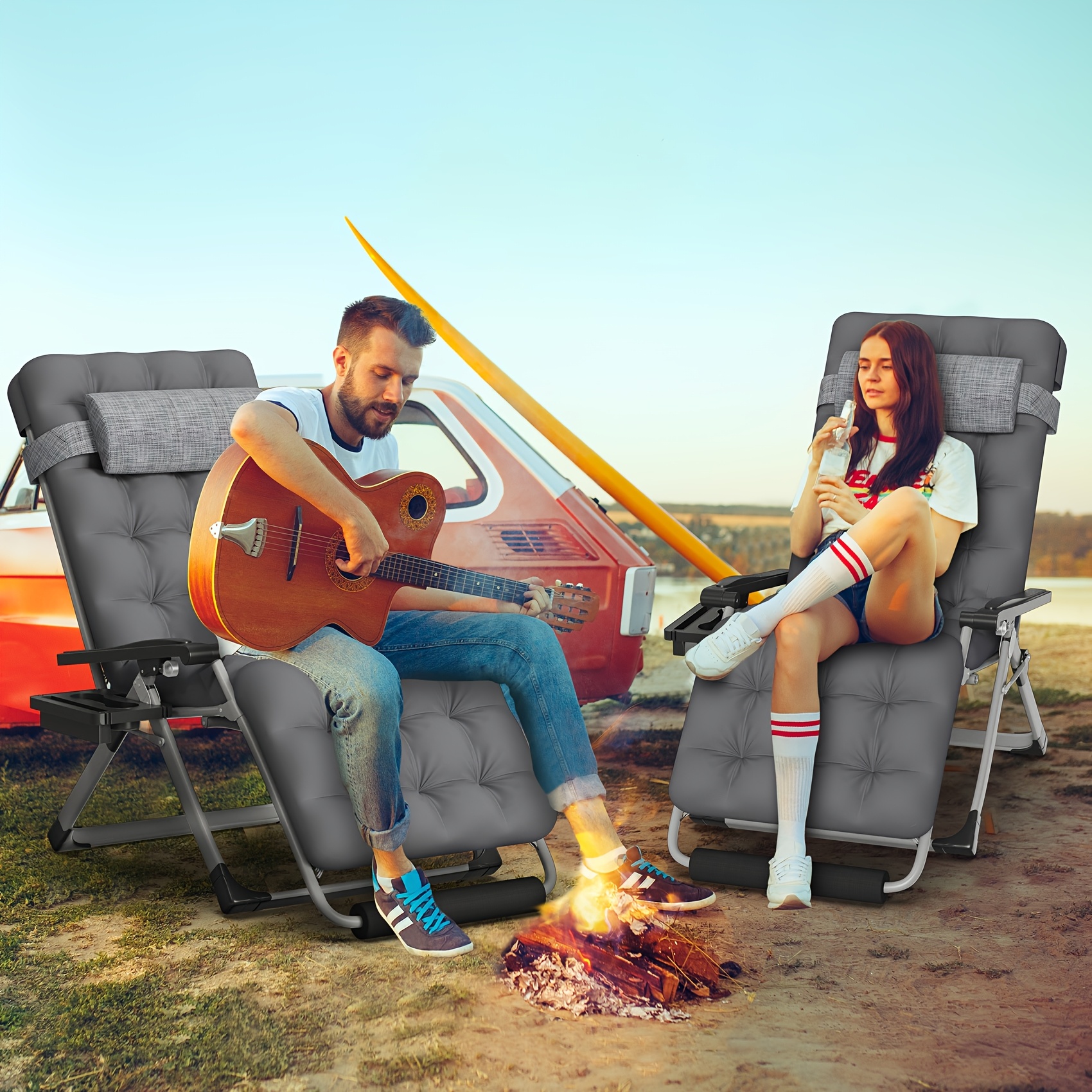 oversized zero gravity chair xl reclining camping chair w washable cushion  outdoor only lounge chairs patio recliner with large cup holder footrest  padded headrest support 500lbs | temu Temu