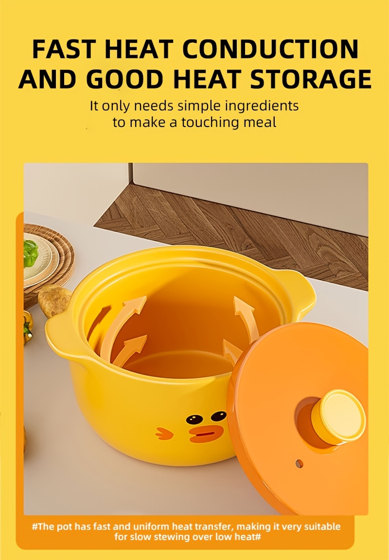 6 litre yellow duck   high temperature ceramic   for soups rice and slow cookers multi functional non stick clay pot for home use compatible with cooker   and gas   induction cookware kitchenware details 2