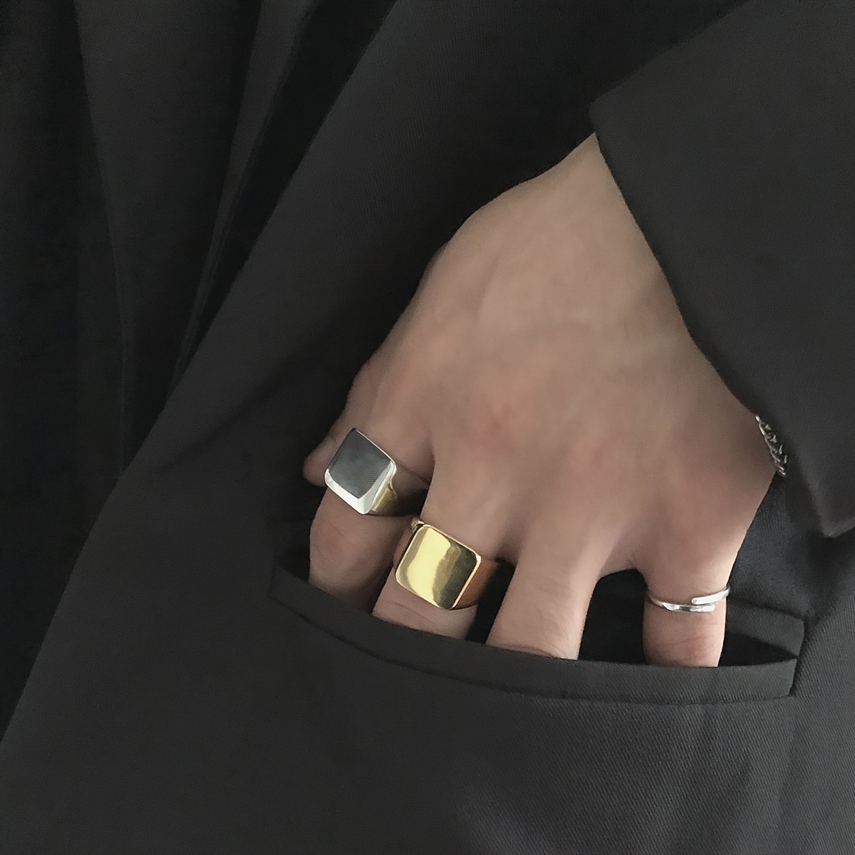 Men's Retro Minimalist 316 Stainless Steel Square Ring