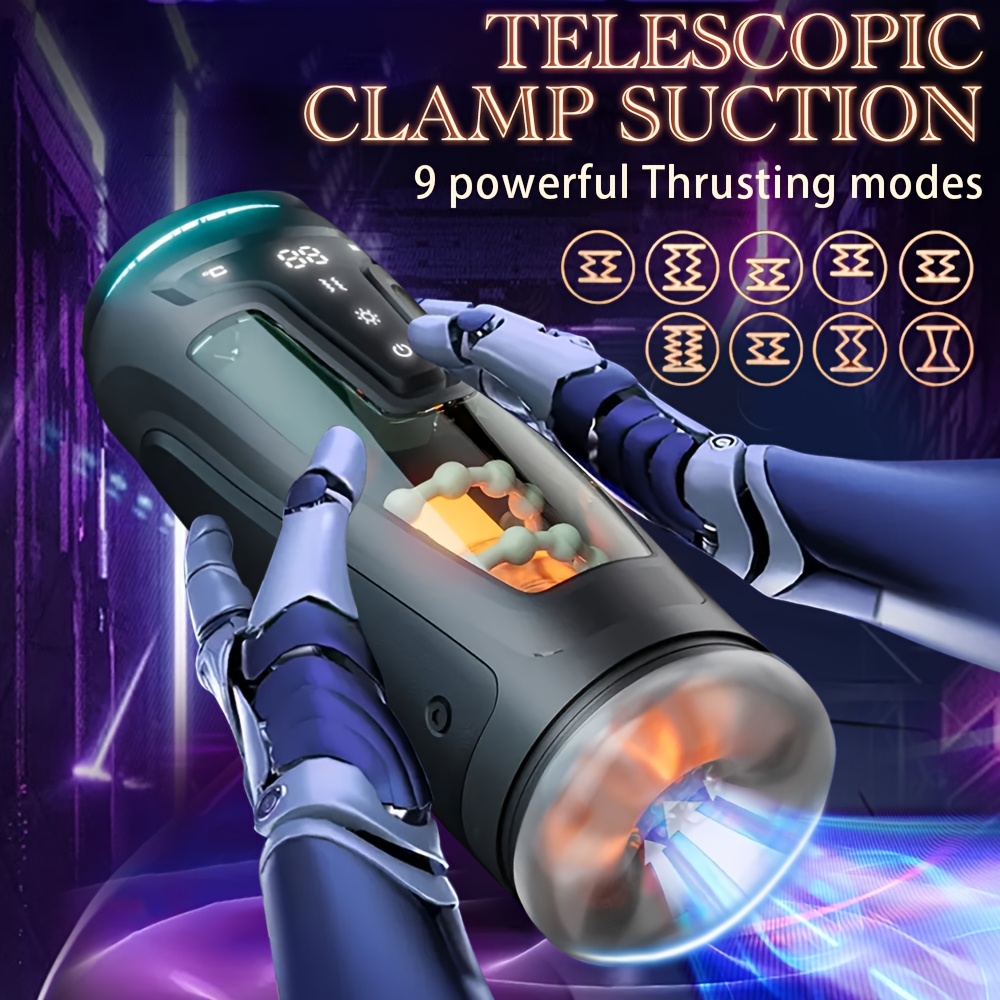 1 Valentine'S Day Male Gift, 9 Vibrations, 8 Modes, And 2 Heat Levels, Toy, Adult Toy, TPE Material, 3D Textured Tunnel, Adult Toys And Games, Hands-Free, Suitable for More Sizes, Rechargeable, Easy to Clean