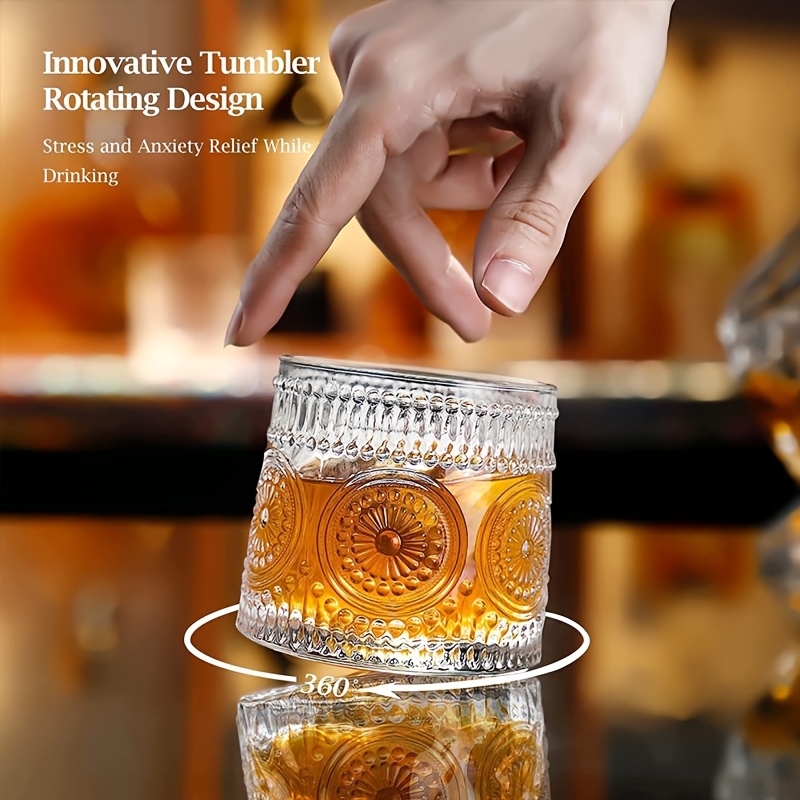 2/4/6pcs Whiskey Glass, 9 Oz Crystal Rotating Japanese Whisky Tumbler, Bourbon, Vodka, Whiskey Etc, for Parties, Bars, Restaurants And Families
