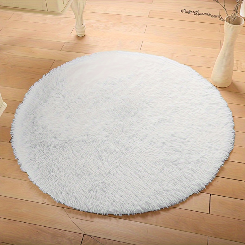 plush white round area rug soft non slip machine washable for living room bedroom and home decor details 9