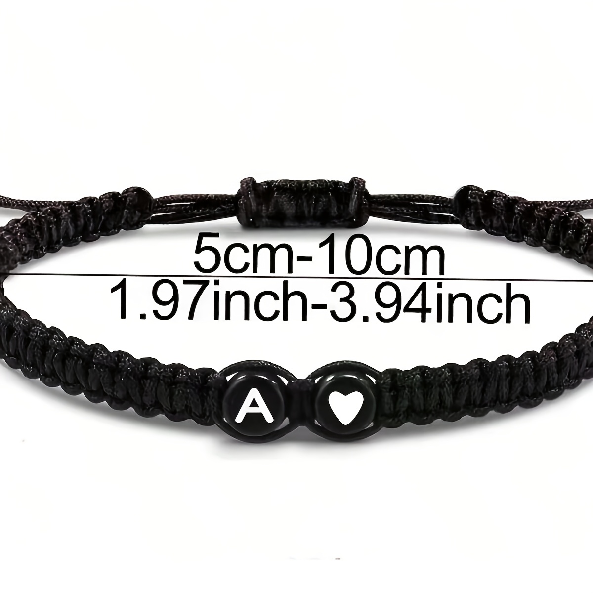 Stylish Adjustable Black and White Heart Couple's Letter Bracelet
